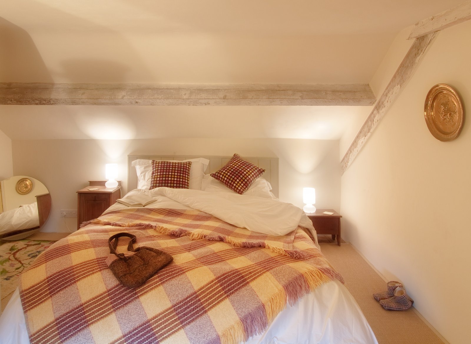 Note Bedroom 2 (Kingsize)  is only accessed off Bedroom 3 (twin). There's a door, but you walk up the stairs into Bedroom 3, and open the door to access this room. Low headroom in parts.